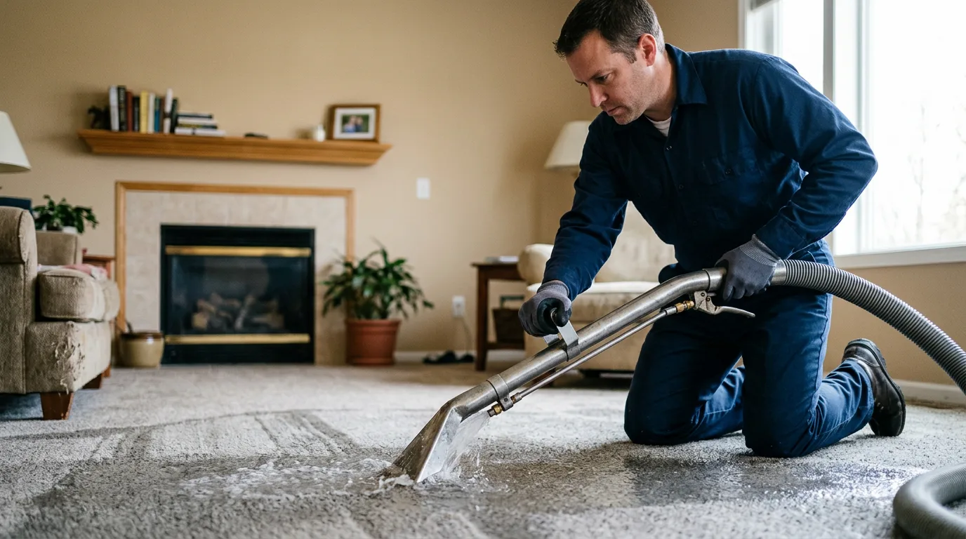 Water damage restoration technician working near Homer, MI